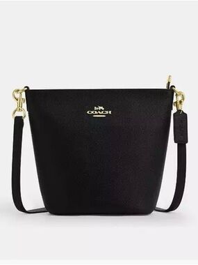 Coach Black Pebbled Leather Crossbody with Gold Hardware